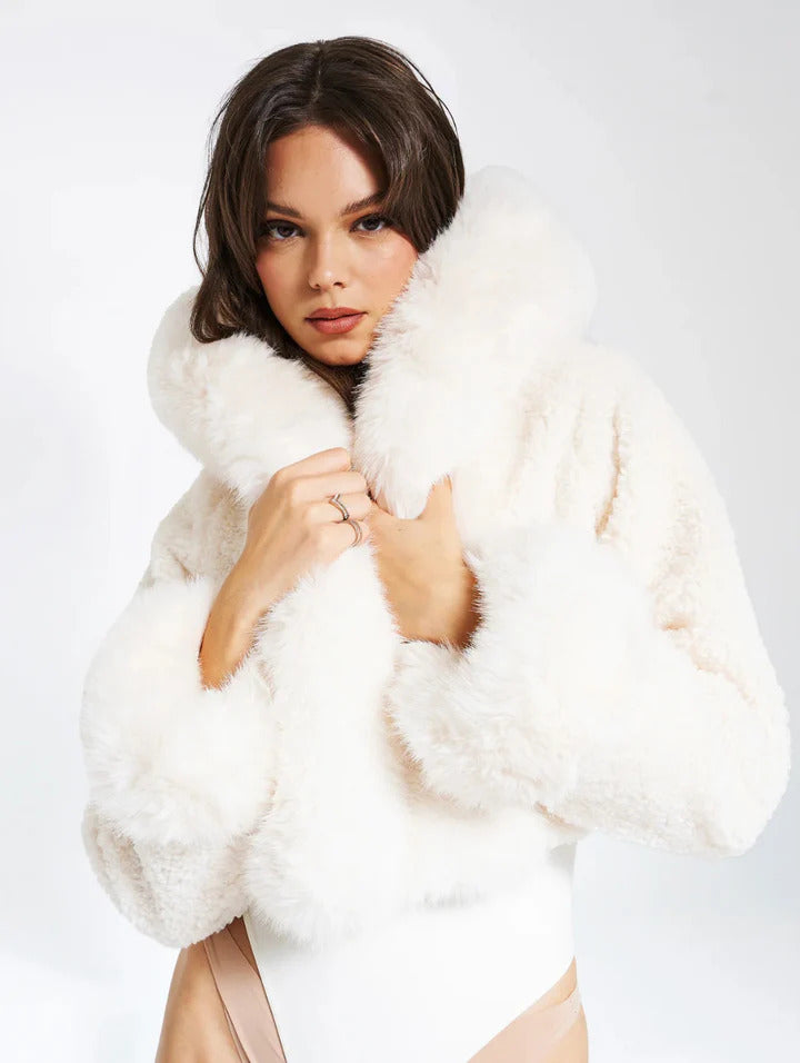 ELLIE FAUX FUR COAT - WHITE