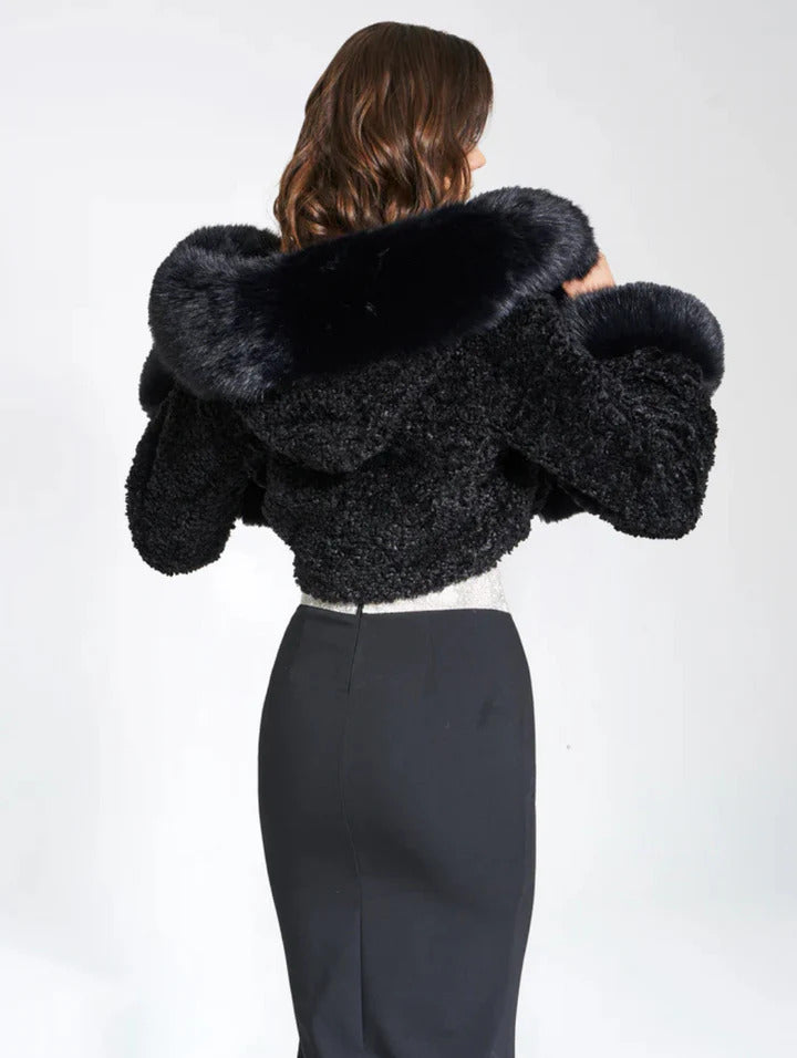 ELLIE FAUX FUR COAT - BLACK