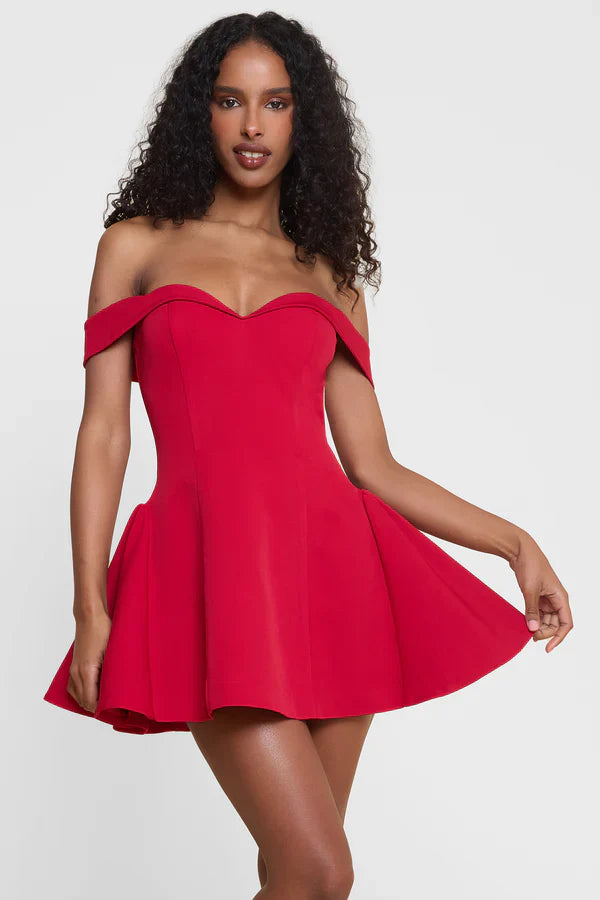 Calista Corset Mini Dress - Red