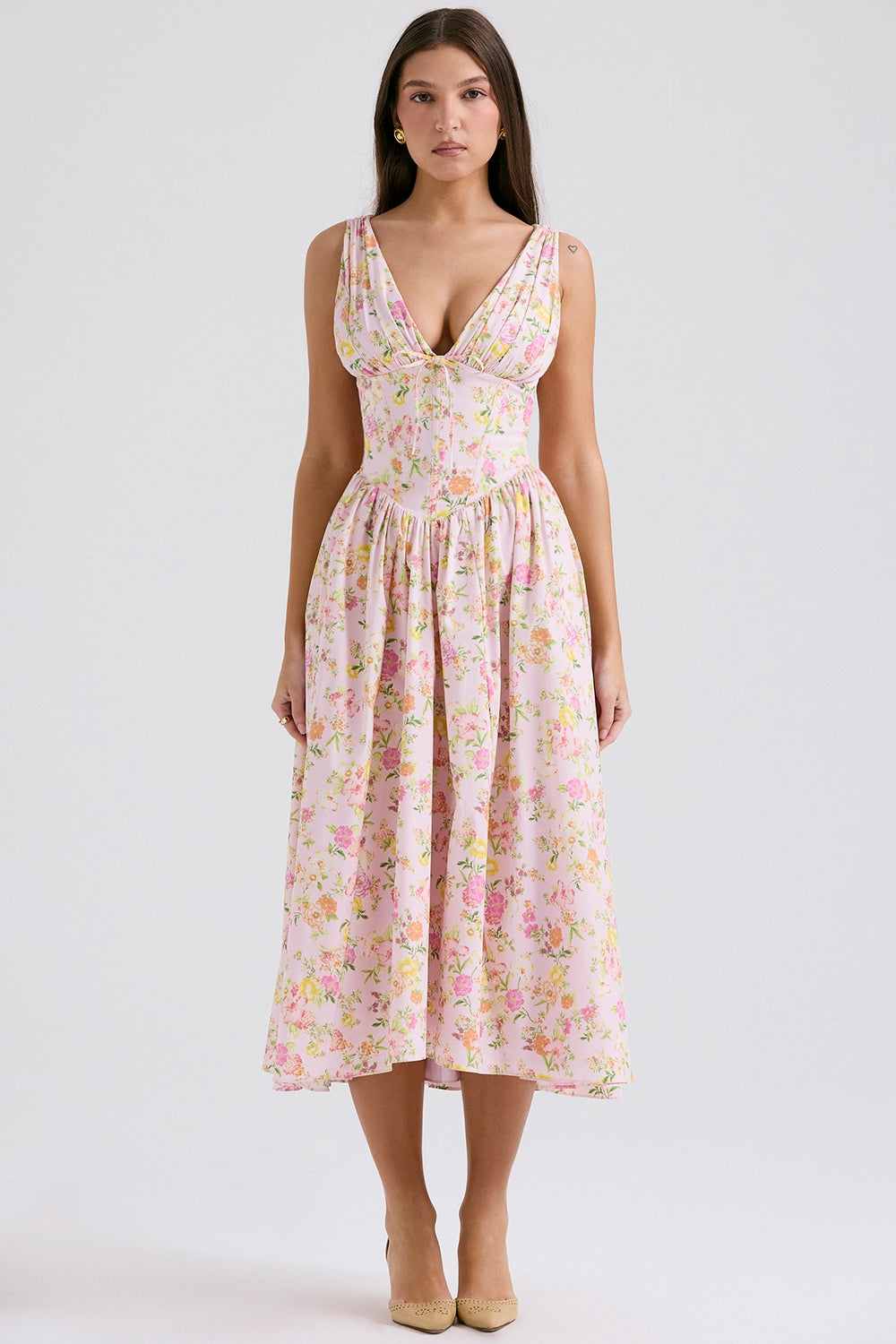 CRYSTAL MIDI DRESS - PINK MEADOW