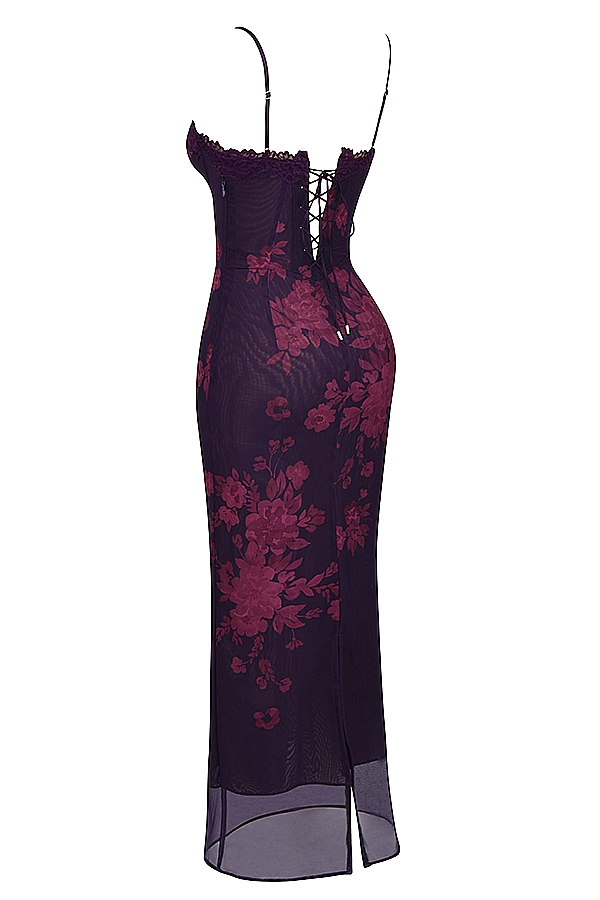 ARIELA MAXI DRESS - GRAPE FLORAL